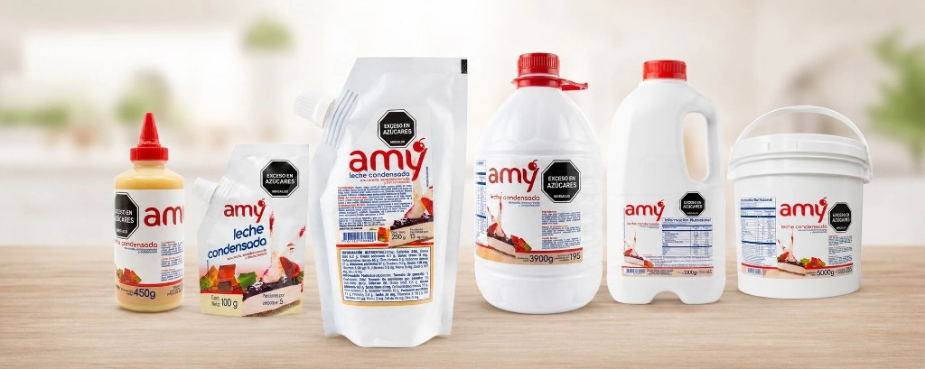 Línea de leche condensada AMY Tropical Crop — presentaciones industriales y retail Colombia